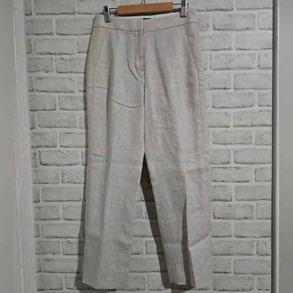 EUC J. Crew Kate Straight-Leg Pant in Stretch Linen Blend Ivory‎ Size 0P - Picture 5 of 11